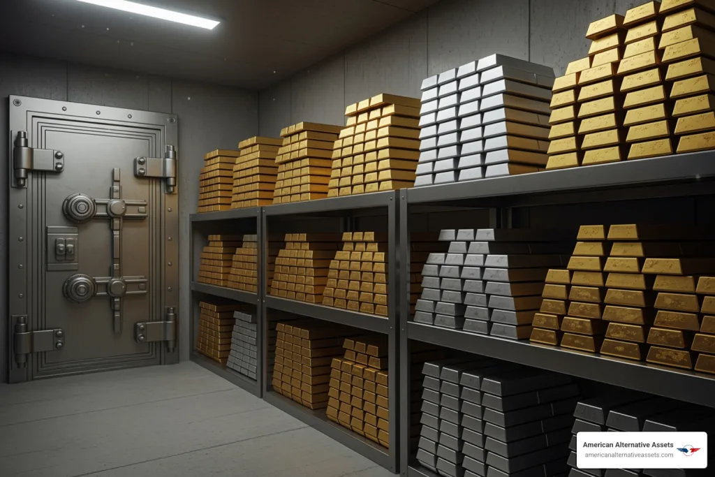 precious metal news gold and silver bars in secure vault