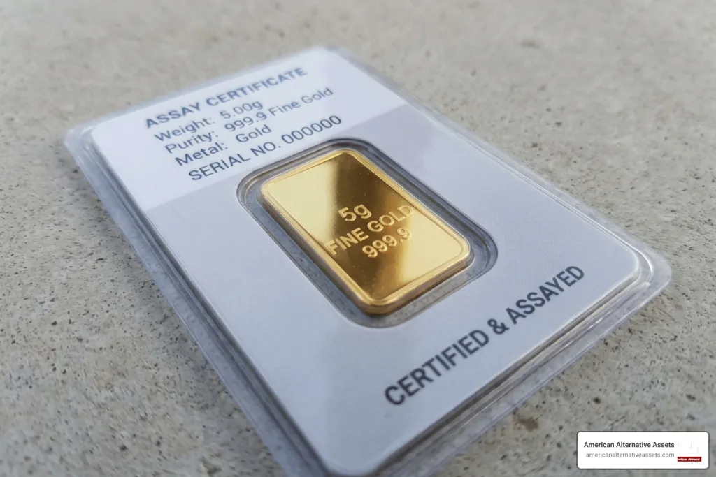 5g gold bullion bar in assay packaging